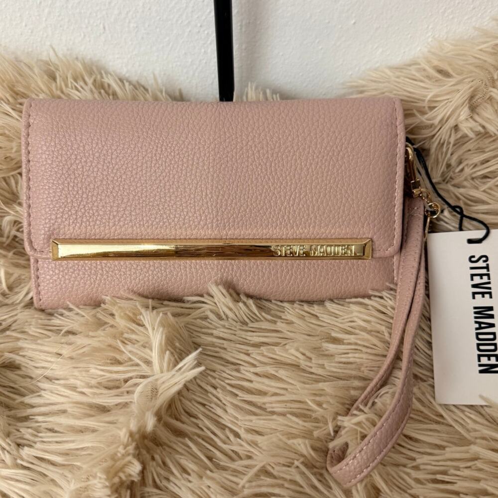 Steve Madden Blush Pink Wristlet Wallet with Gold Accent